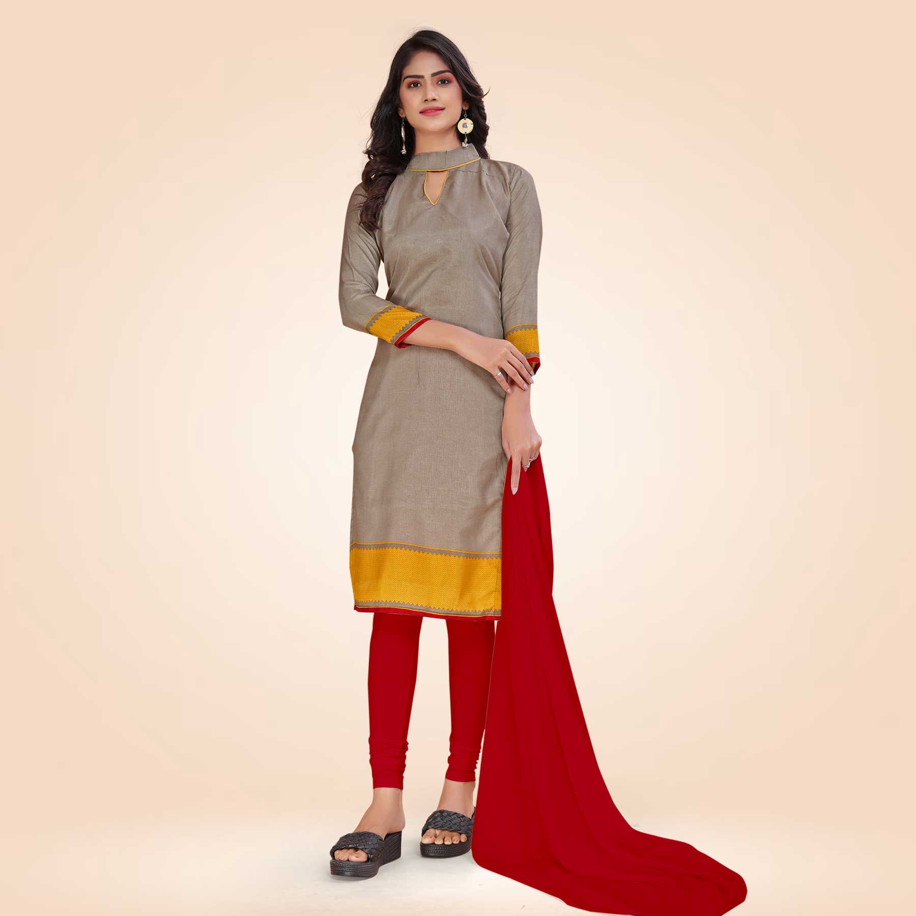 Beige Maroon Women's Premium Italian Silk Crepe Small Print College  Students Uniform Salwar Kameez - Uniform Sarees Corp at Rs 685.00,  Bengaluru | ID: 2850623588473